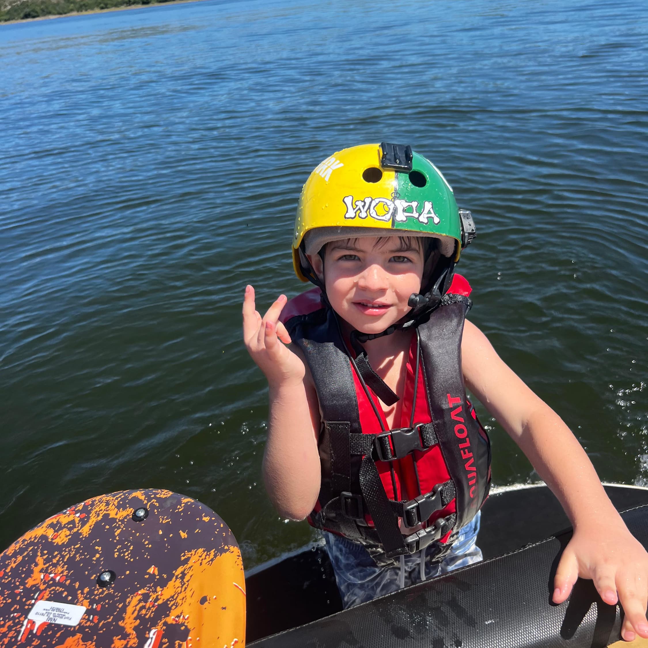 Kids learning to wakeboard at the club camp